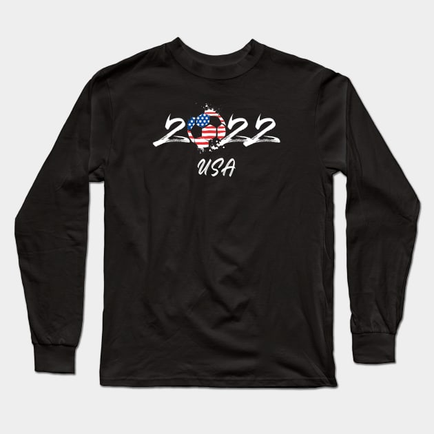 One Nation One Team Soccer Player USA 2022 Tee Funny US American Flag Girls Boys Long Sleeve T-Shirt by Printofi.com